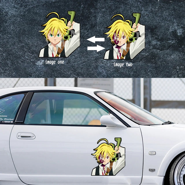 This sticker show  Meliodas in motion, creating a immersive visual. | If you are looking for more Seven Deadly Sins  Merch, We have it all! | Check out all our Anime Merch now!