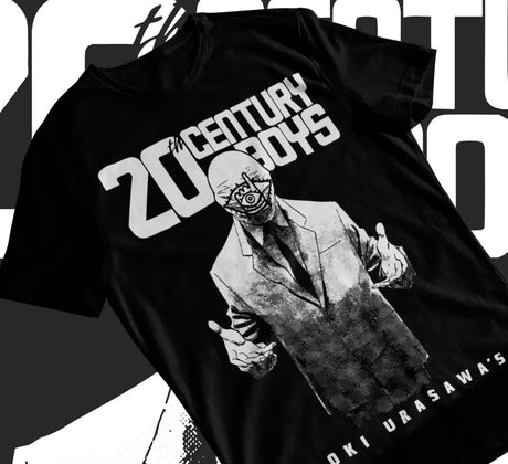 Here at Everythinganimee we have the best anime shirts in the world. 
Embrace the mystery and thrill of 20th Century Boys with this bold tee featuring an iconic design inspired by Naoki Urasawa’s gripping masterpiece.