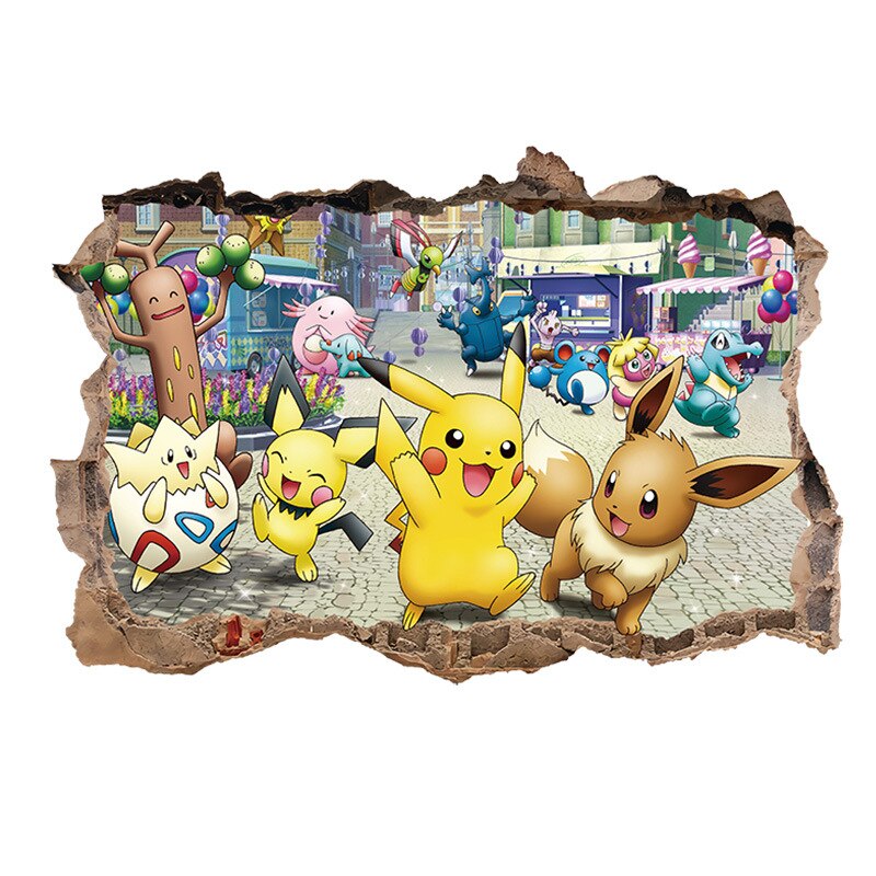 Pokemon Broken Wall Style Wall Stickers