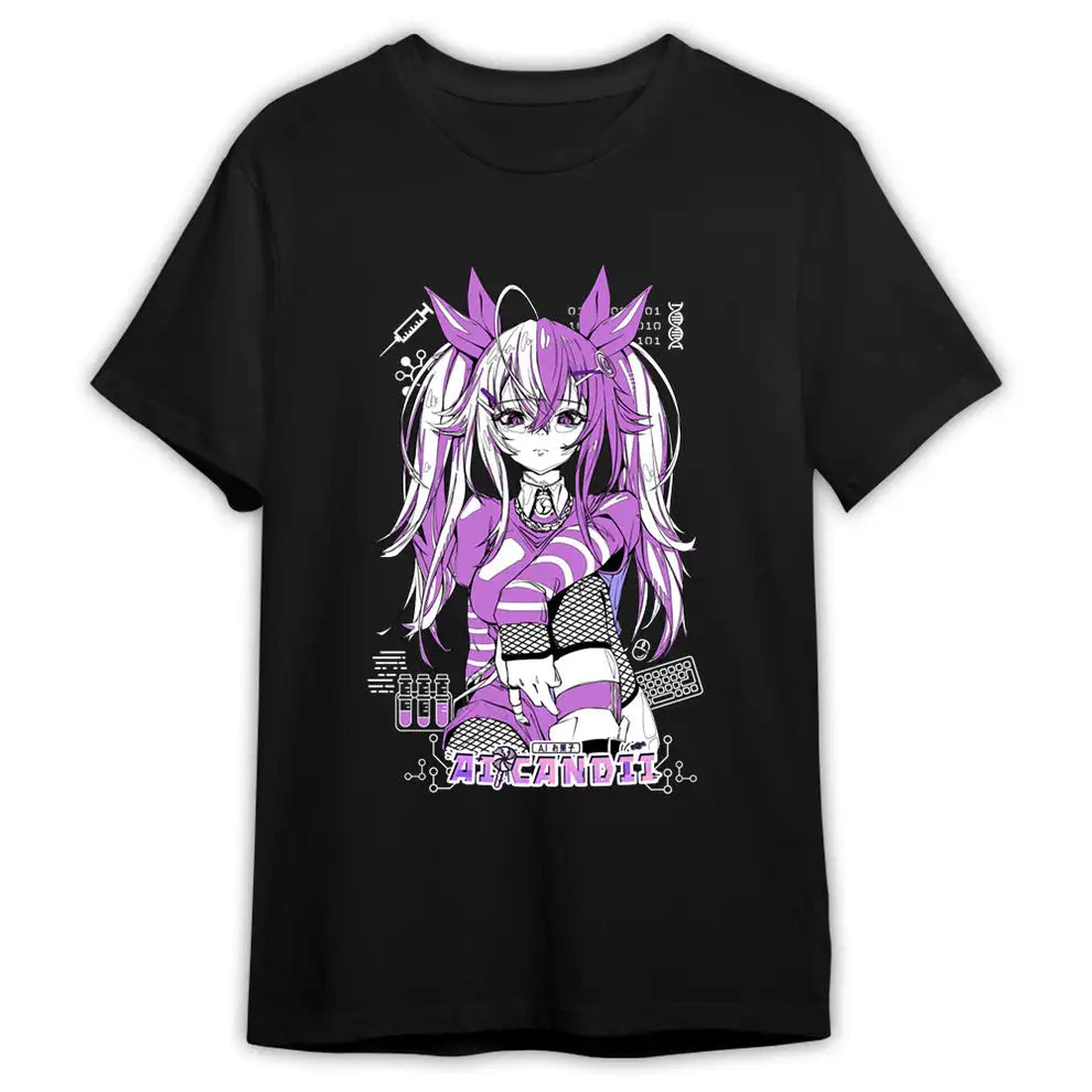 Here at Everythinganimee we have the best anime shirts in the world.
Unleash the digital vibes with the AiCandii Chemicals Tee, featuring a striking and futuristic design inspired by tech and anime fusion.