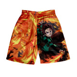 Anime Demon Slayer Beach Shorts Tanjiro Nezuko Casual 3D Printed Beach Pants for Men Women Kids Harajuku Streetwear Loose Short, everythinganimee