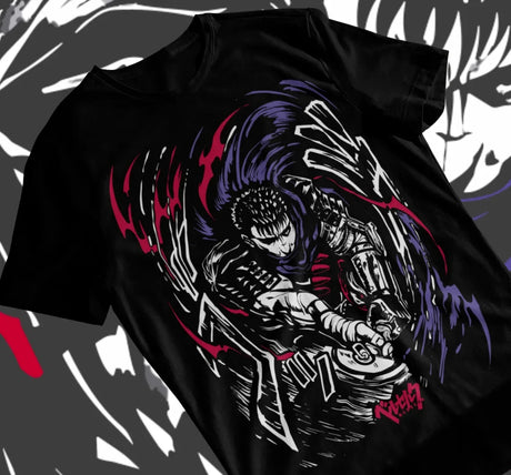 Here at Everythinganimee we have only the best anime merch! Free Global Shipping.
Unleash the dark power of the Black Swordsman with this epic Berserk Guts Berserker Armor T-Shirt. Featuring Guts in his iconic Berserker Armor,