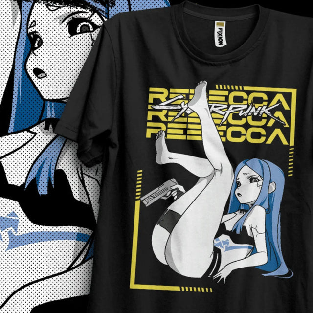 Immerse yourself in this striking Rebecca Tee, perfect for anime fans. Looking for more Cyberpunk merch? Explore our full collection of anime merch now!