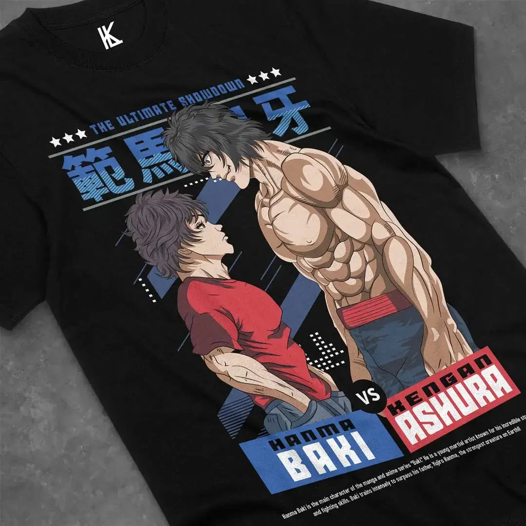 Here at Everythinganimee we have the best anime shirts in the world.
Dive into the ultimate clash of strength with this epic Baki x Ashura tee. Featuring an intense face-off between two of anime’s fiercest fighters, this shirt captures the raw energy of their legendary showdown.