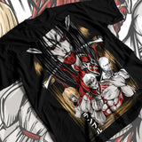 Here at Everythinganimee we have the best anime shirts in the world. 
Unleash the fury of humanity's strongest with the Titan Warriors Levi Tee, featuring a powerful design of Levi alongside the most feared Titans from Attack on Titan.