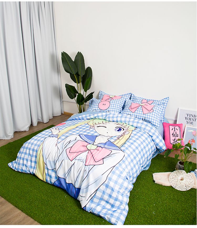 Sailor Moon Bed Sheets Quilt Set