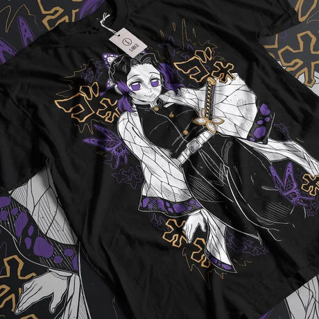 Immerse yourself in this striking Shinobu Tee, perfect for anime fans. Looking for more Demon Slayer merch? Explore our full collection of anime merch now!