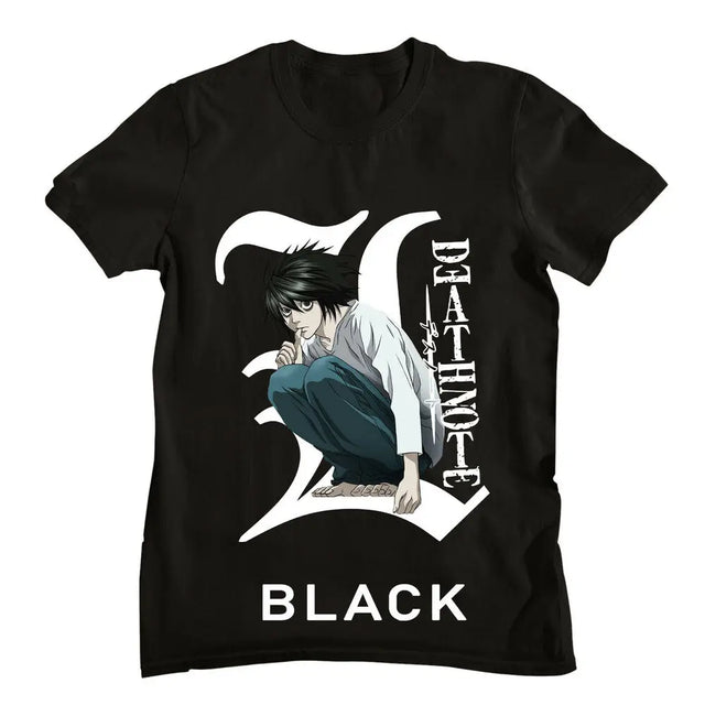 Here at Everythinganimee we have the best anime shirts in the world. 
Step into the world of Death Note with this striking tee featuring the iconic detective L. 