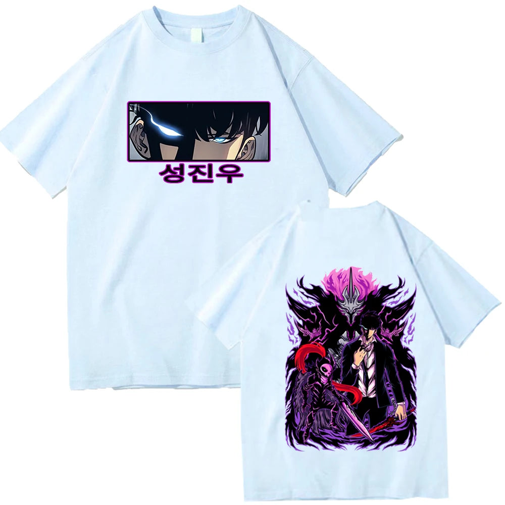 Immerse yourself in this Sung Jin-Woo tees, perfect for anime fans. Looking for more Solo Leveling merch? Explore our full collection of anime merch now!