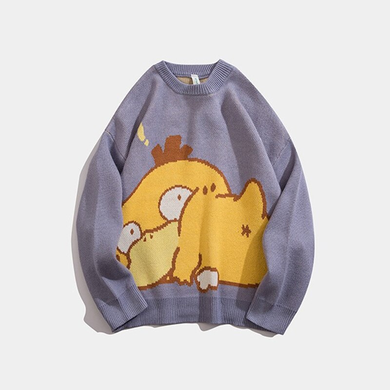 Kawaii Anime Pokemon Pikachu Gengar Printed Knitted Sweater Plus Size Women Winter Korean Casual Pullover Oversize Couple Outfit, everythinganimee