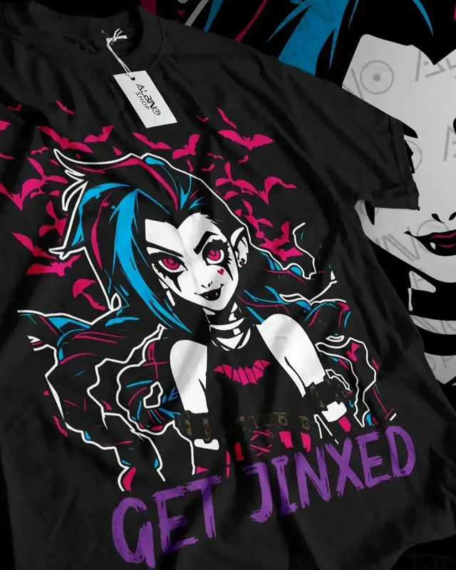 Immerse yourself in this striking Jinx Tee, perfect for anime fans Looking for more Arcane  merch? Explore our full collection of anime merch now!