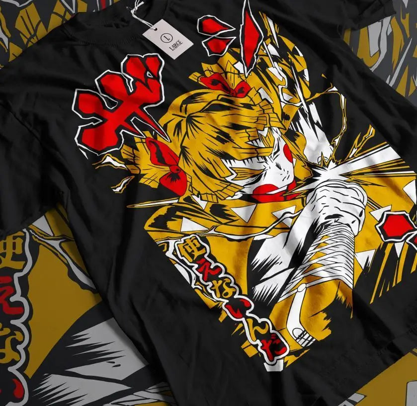 Here at Everythinganimee we have the best anime shirts in the world.
Unleash the power of thunder with this striking Zenitsu tee from Demon Slayer! Featuring Zenitsu Agatsuma in a dynamic pose with electrifying colors, this shirt is perfect for fans of his unique Thunder Breathing technique.