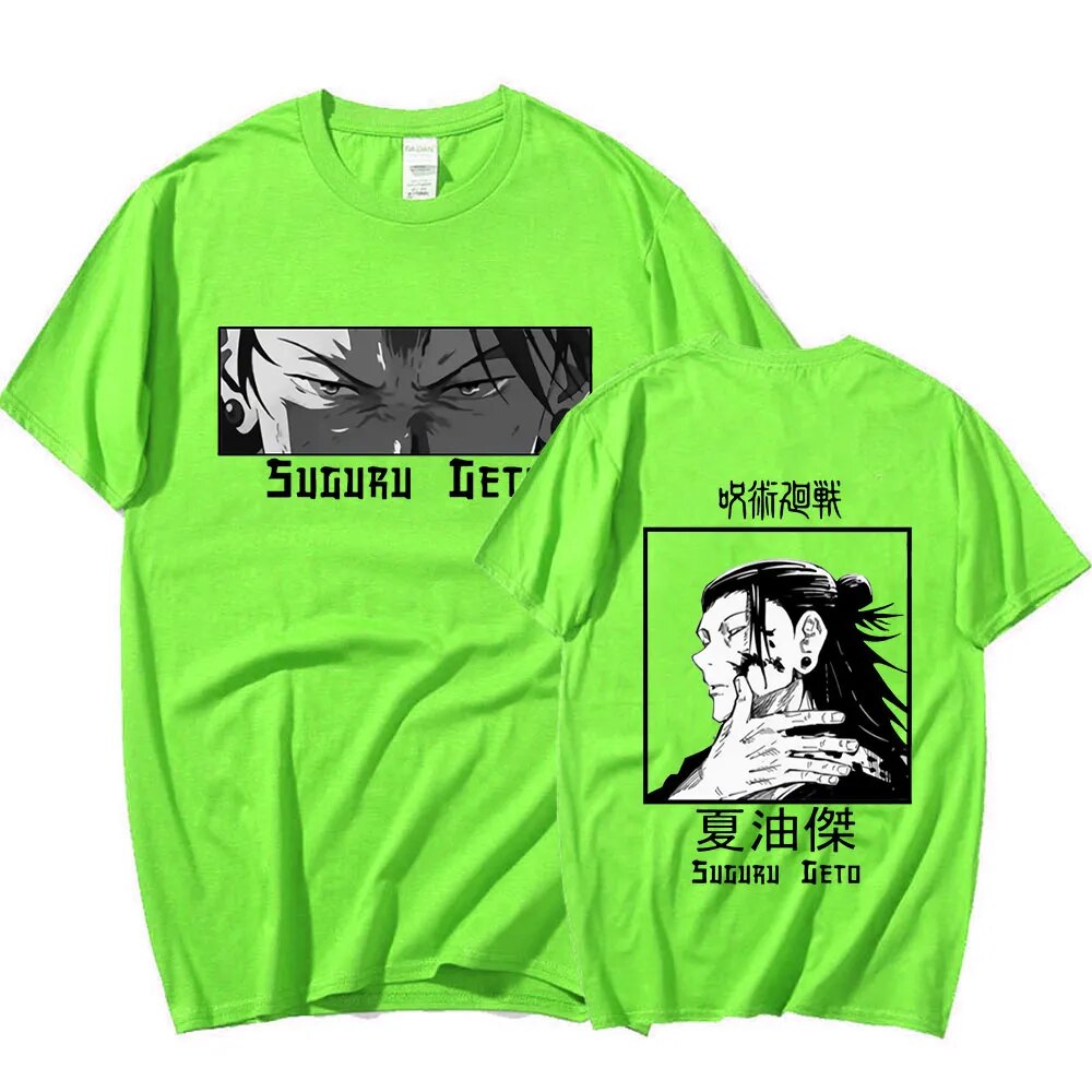 This tee captures the magic of Suguru Geto. If you're looking for more Jujutsu Kaisen merch, we have it all! Check out our anime merch now—free shipping!