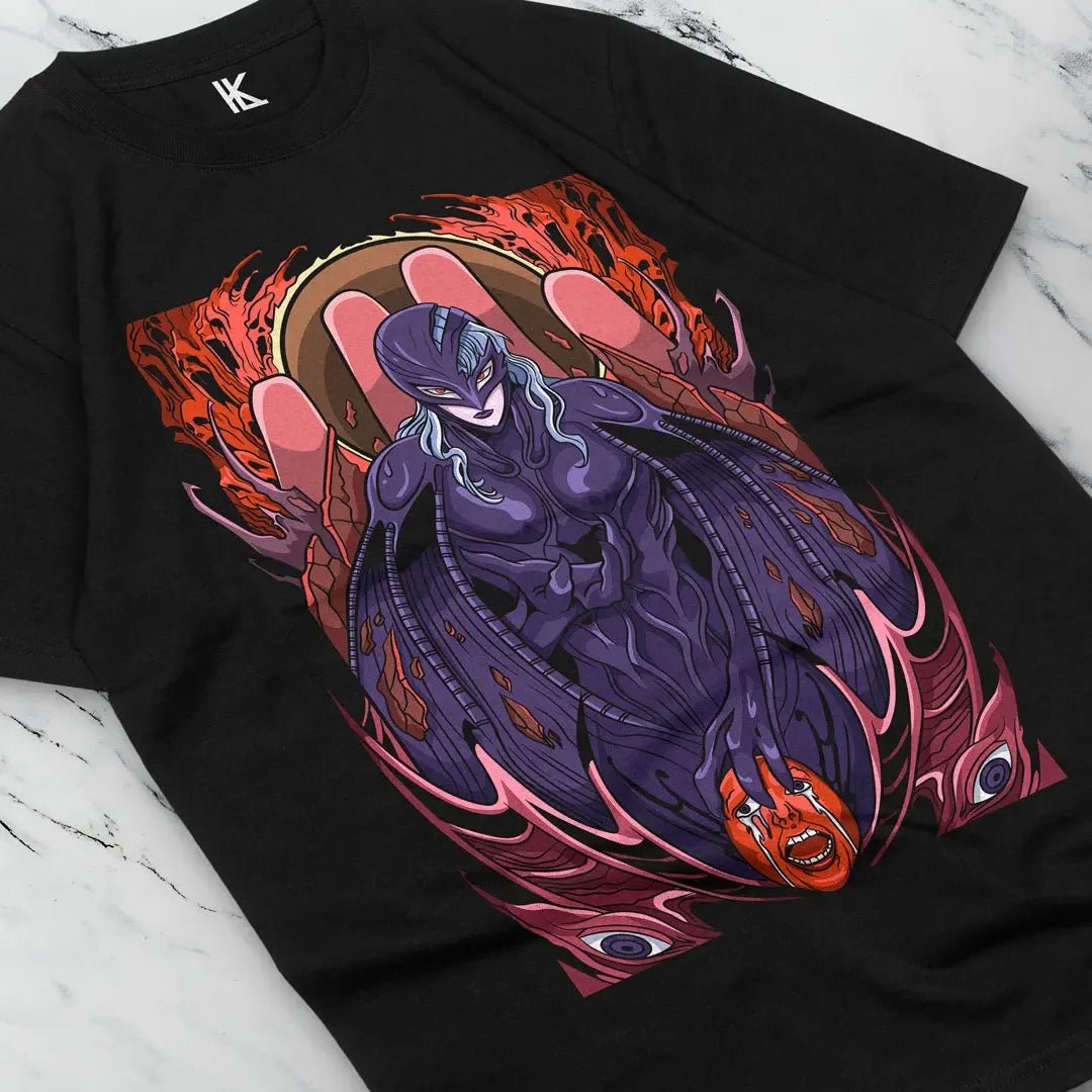 Here at Everythinganimee we have the best anime shirts in the world.
Step into the dark and intense world of Berserk with this Griffith Ascendant Tee, featuring the enigmatic and powerful Griffith in his otherworldly form. This stunning artwork captures the haunting essence of Griffith’s transformation.