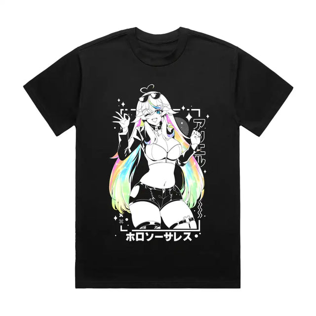 Here at Everythinganimee we have the best anime shirts in the world.
Step into the spotlight with the Arielle Radiant Diva Tee. Featuring the vibrant Arielle with her glowing rainbow hair and fierce style, this shirt is perfect for those who love bold designs and standout characters.