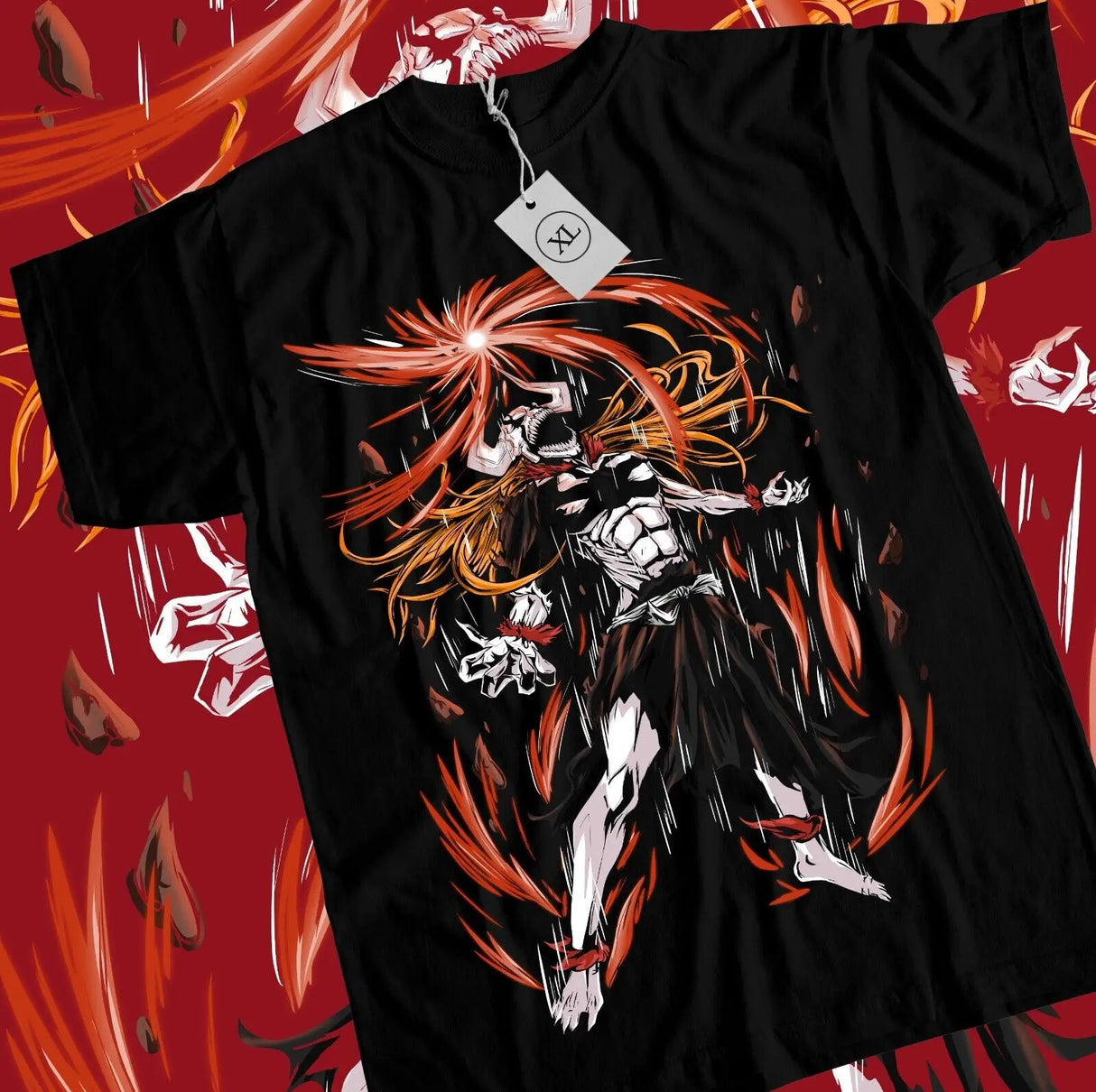 Here at Everythinganimee we have the best anime shirts in the world.
Ignite your anime style with the Hollow Ichigo Flame Tee, featuring the intense and iconic transformation of Ichigo from Bleach. 