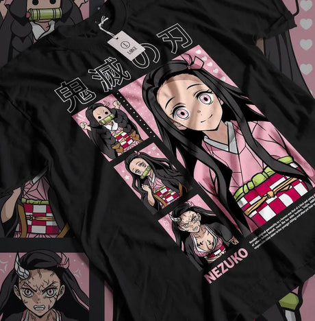 Here at Everythinganimee we have the best anime shirts in the world.
Celebrate the journey of Nezuko Kamado with this captivating tee showcasing her transformation and iconic moments. From her gentle smile to her fierce demon form, this shirt captures every side of Nezuko that Demon Slayer fans adore.