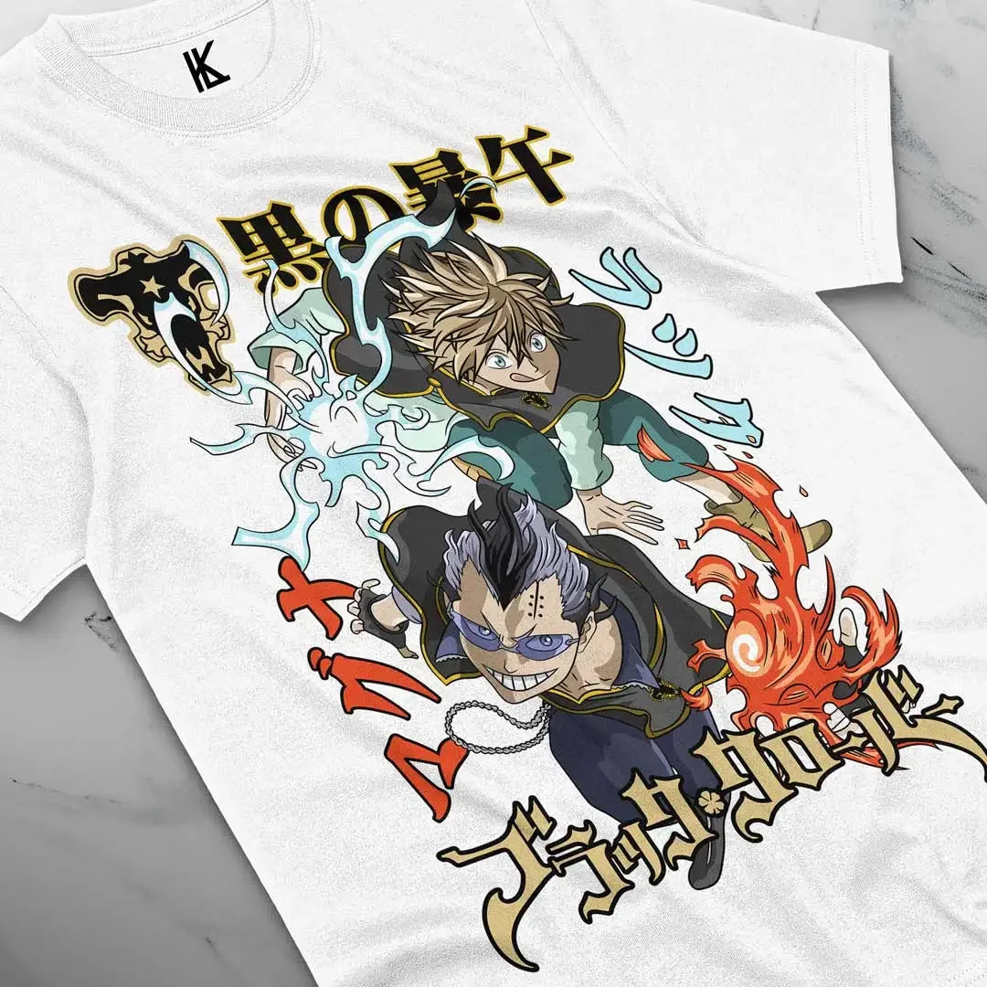 Here at Everythinganimee we have the best anime shirts in the world.
Show off your love for Black Clover with this dynamic tee featuring Asta and Yami, two of the series' most powerful Magic Knights. Bursting with energy, the design captures the spirit of adventure, friendship, and unbreakable resolve.