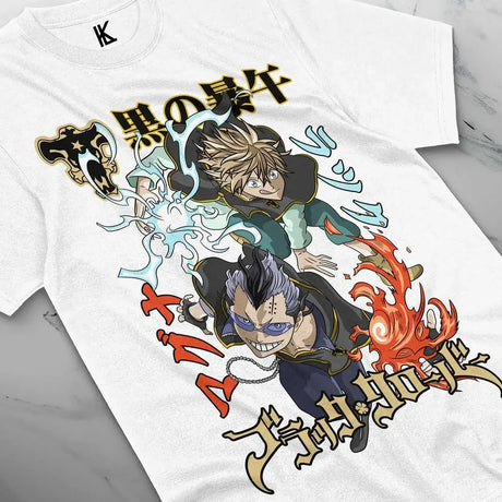 Here at Everythinganimee we have the best anime shirts in the world.
Show off your love for Black Clover with this dynamic tee featuring Asta and Yami, two of the series' most powerful Magic Knights. Bursting with energy, the design captures the spirit of adventure, friendship, and unbreakable resolve.