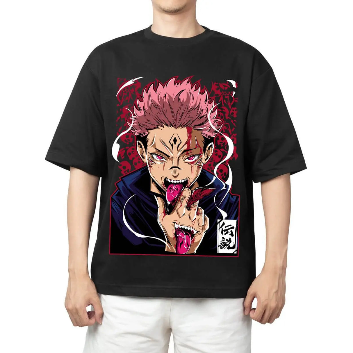 Here at Everythinganimee we have the best anime shirts in the world.
Unleash the power of Jujutsu Kaisen with the Sukuna Cursed Energy Tee. This electrifying design features the menacing Sukuna in his most fearsome form, embodying pure cursed energy.