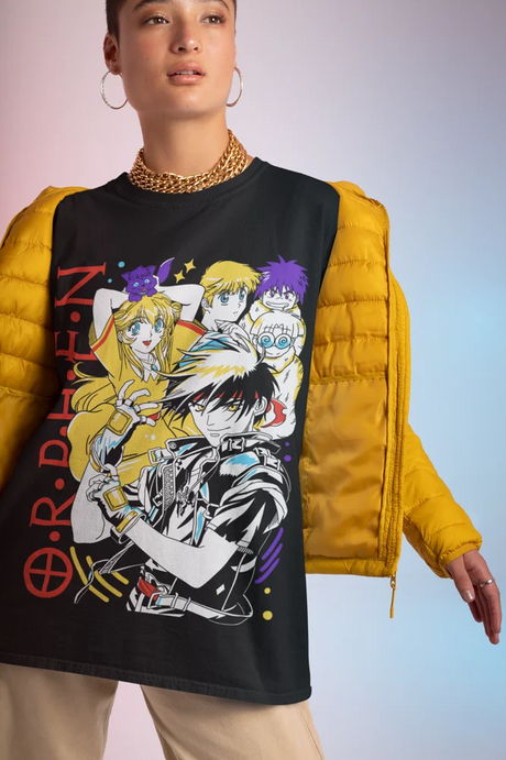 This tee features a dynamic print of characters from Sorcerous Stabber Orphen. If you are looking for more Sorcerous Stabber Orphen Merch, We have it all! | Check out all our Anime Merch now!