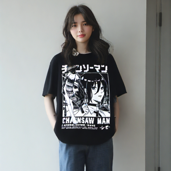 This tee captures the magic of Reze. If you're looking for more Chainsaw Man merch, we have it all! Check out our anime merch now—free shipping!