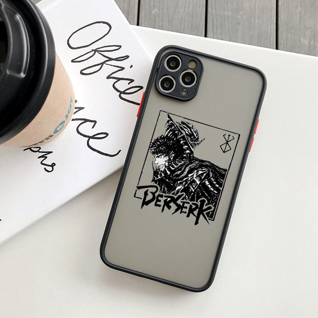 Berserk Guts anime phone case! Perfectly designed for iPhone 14, 11, 12, 13, mini, X, XS, XR, Pro Max and Plus models. Transparent and featuring the iconic swordsman Guts, this case offers both style and protection for your device. Show off your love for Berserk and Guts with this must-have phone accessory.