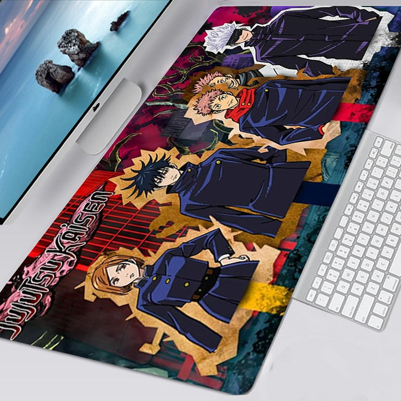 Gaming Mouse Pad Gamer Large Home Keyboard Pad Mouse Mat MousePads Anime Jujutsu Kaisen Anti-slip Gamer Natural Rubber Table Mat, everythinganimee