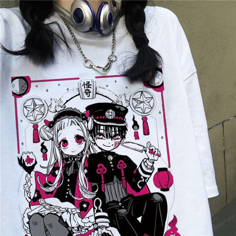 Get your hands on the latest fashion trend with our Harajuku T-shirt featuring the horror comic character Toilet Bound Hanako Kun. Perfect for men, women and children, this gothic cartoon anime print T-shirt is perfect for any anime or horror fan. Made from high quality material, this T-shirt is comfortable to wear and perfect for any occasion. Available in various sizes, get yours now at our website!