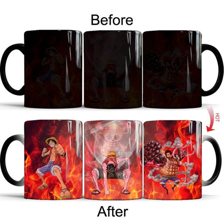 one piece mug crazy luffy color changing coffee mugs cup moring milk cup mugs gift for boy friends, everythinganimee