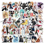 10/50pcs Anime Sword Art Online Stickers Japanese Decal For DIY Laptop Suitcase Car Trunk Skateboard Guitar Motorcycle Sticker, everything animee