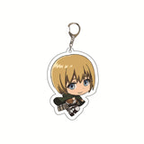 Anime Attack on Titan Q Version Acrylic Keychain Cartoon Printed Anime Figures Pendant Key Chain Cosplay Jewelry Friends Gift