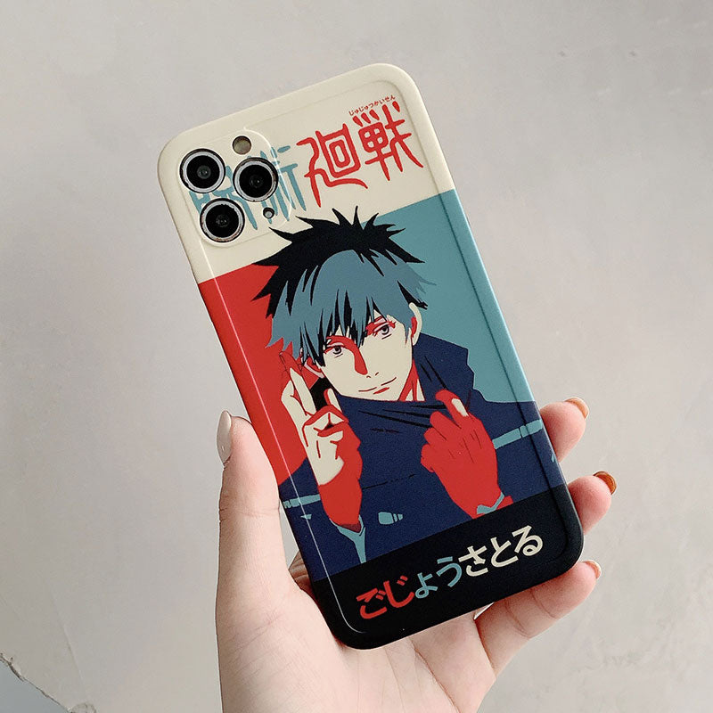 phone case featuring your favorite Jujutsu Kaisen characters, such as Yuji Itadori, Fushiguro Megumi on it. The case is compatible with iPhone 14, 13, 12, 11 Pro, X, Xs Max and XR.