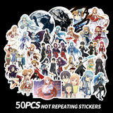 10/50pcs Anime Sword Art Online Stickers Japanese Decal For DIY Laptop Suitcase Car Trunk Skateboard Guitar Motorcycle Sticker, everything animee