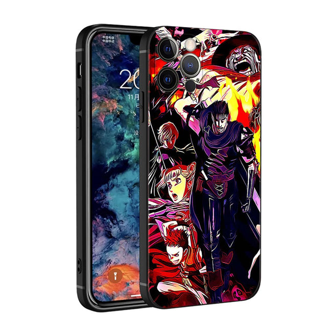 Berserk anime phone cases for iPhone 14, 12, 11, 13 Pro Max, X, Xr, Xs Max, 6, 6s, 7, 8 Plus and 12, 13 Mini. Durable and stylish protection for your phone while showing off your love for the series.