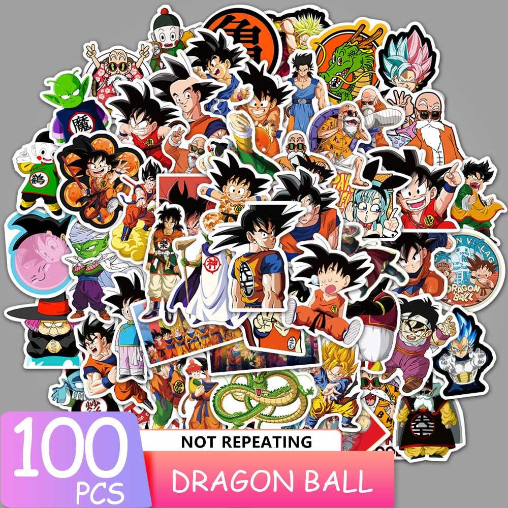 100pcs- Dragon ball stickers , Buy Luggage Skateboard laptopn