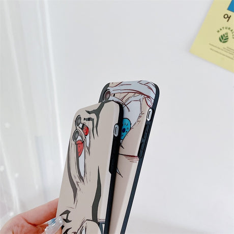 phone case featuring your favorite Jujutsu Kaisen characters, such as Yuji Itadori, Fushiguro Megumi on it. The case is compatible with iPhone 14, 13, 12, 11 Pro, X, Xs Max and XR.