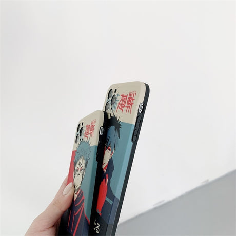 phone case featuring your favorite Jujutsu Kaisen characters, such as Yuji Itadori, Fushiguro Megumi on it. The case is compatible with iPhone 14, 13, 12, 11 Pro, X, Xs Max and XR.