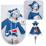 ROLECOS Hololive Gawr Gura Cosplay Costume ENG Shark Costume for Women Halloween Youtuber Cosplay Full Set Tail, everythinganimee