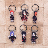 Cute Q Version Characters Keychain Itachi Cartoon Double-Side Acrylic Key Ring Holder Bag Charm Classic Anime Jewelry Teens Gift, everything animee