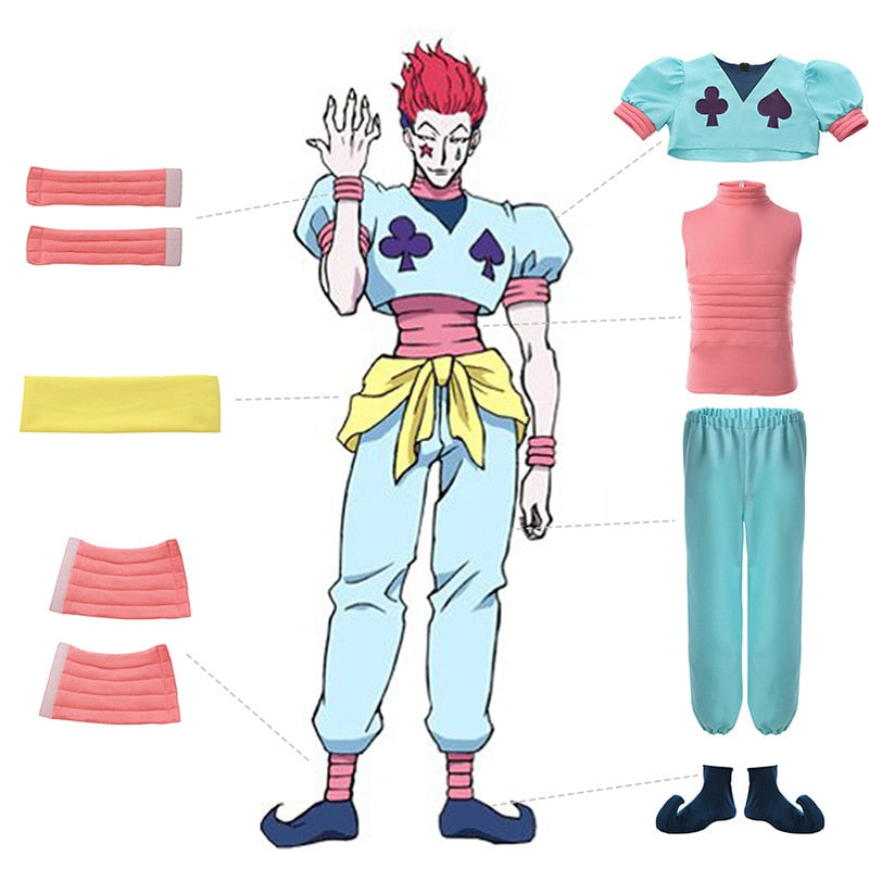 Anime Hunter X Hunter Hisoka Cosplay Costume Hisoka Men Women Top Pants Cover Full Set Outfits Halloween Full Set Custom Made, everythinganimee