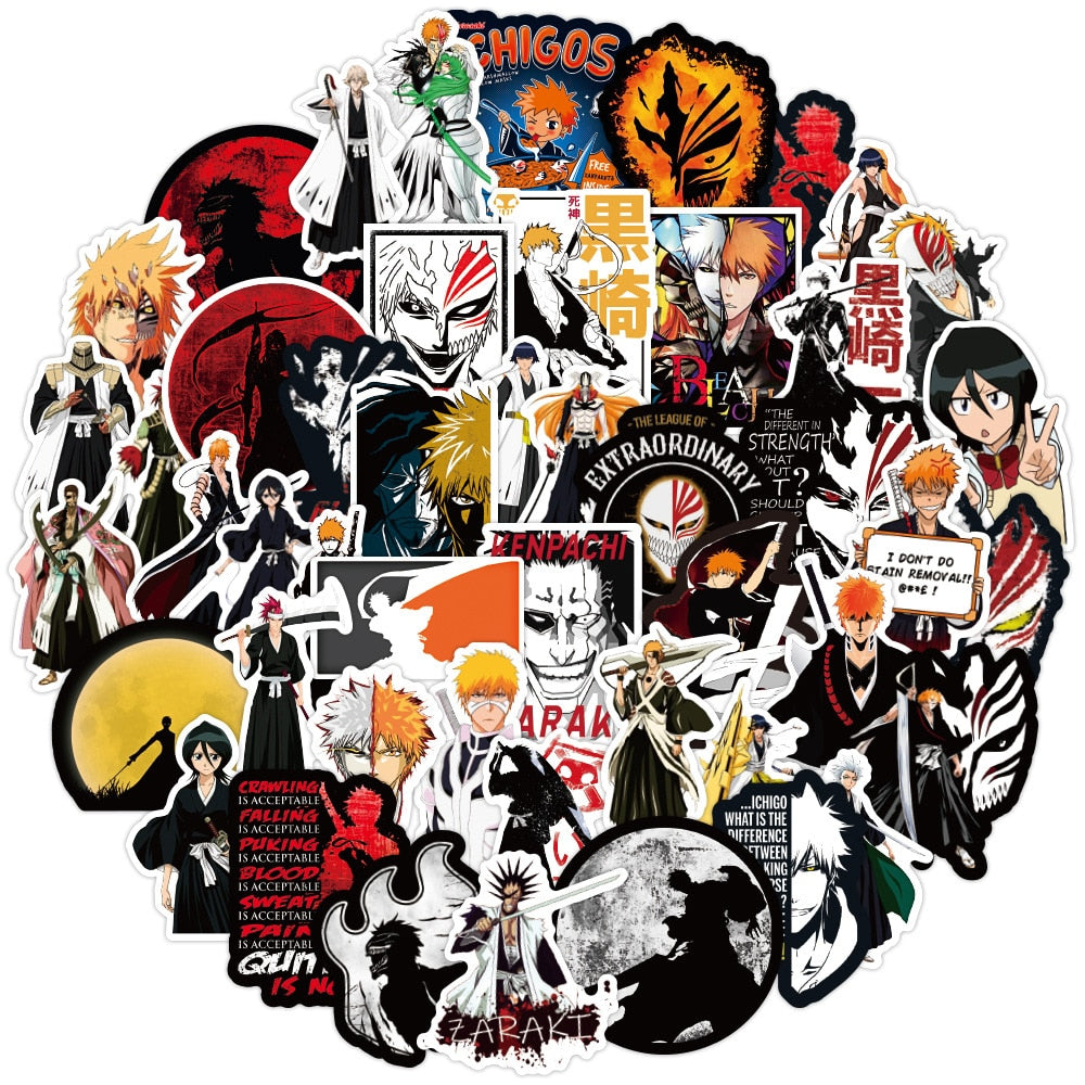 10/30/50pcs BLEACH Japanese Anime Stickers DIY Waterproof Phone Car Skateboard Laptop Luggage Notebook Graffiti Sticker Toy Kid