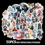 10/50pcs Anime Sword Art Online Stickers Japanese Decal For DIY Laptop Suitcase Car Trunk Skateboard Guitar Motorcycle Sticker, everything animee