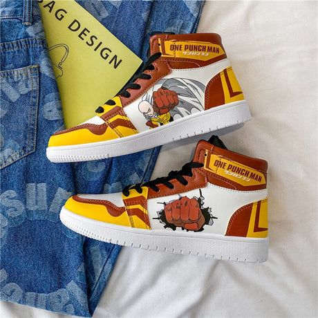 ONE PUNCH-MAN Cosplay Anime shoes Men Casual Shoes Cartoon Printed Fist Sneakers High Top Sneakers, everythinganimee