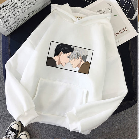 Japanese Anime Yuri on Ice Printed Women Hoodies Funny Victor Nikiforov Manga Graphic Casual Loose Pullover Sweatshirt Unisex, everything animee