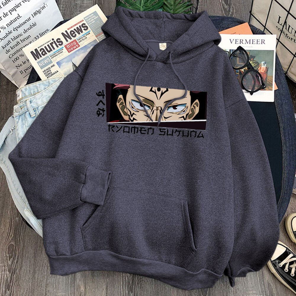 Men's Hoodies Japanese Anime Jujutsu Kaisen Hoodie Yuji Itadori Cartoon Sweatshirts Tops Kawaii Gojo Satoru Graphic Streetwea, everything animee