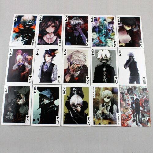 Poker Cards Playing Cards Colorful Printed With Kaneki Ken of Anime Tokyo Ghoul, Natsume Yuujinchou, HITMAN REBORN, Korosensei, attack on titan, CODE GEASS, fate 1 and Sora no otoshimono collective Accessories,everythinganimee