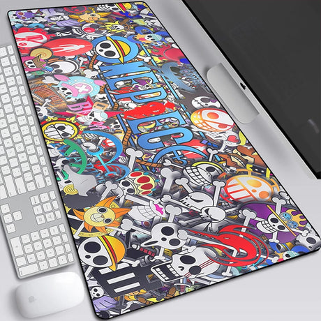 One Piece anime gaming mouse pad - large cartoon rubber pad with lock edge for PC, keyboard & computer. Perfect for gamers & anime fans.