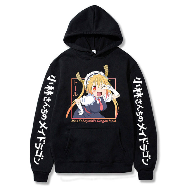 Miss Kobayashi's Dragon Maid Hoodies Men Anime Kobayashi-san Tohru Eruma Print Autumn Kawaii Loog Sleeve Sweatshirt Pullover, everythinganime