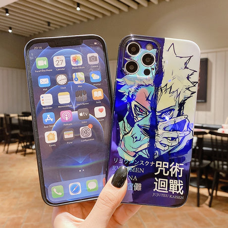 phone case featuring your favorite Jujutsu Kaisen characters, such as Yuji Itadori, Fushiguro Megumi on it. The case is compatible with iPhone 14, 13, 12, 11 Pro, X, Xs Max and XR.